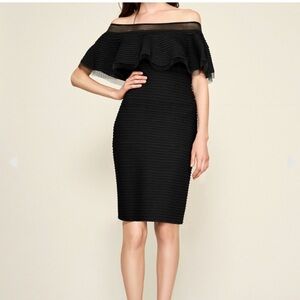 Tadashi Shoji Tabora Off the Shoulder Ruffled Dress Size Large